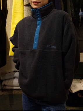 NWT L.L.Bean Bean's Classic Snap Fleece II Pullover Medium